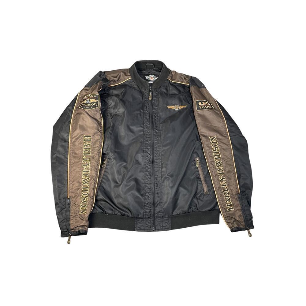 Harley-Davidson Men’s 110th Anniversary XL Tall Black/Brown Zip Up Jacket